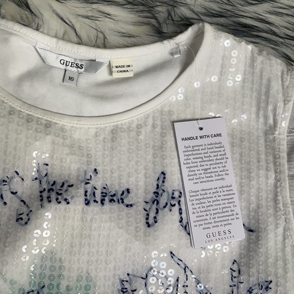 Guess girls white top with lace on Back. NWT - Picture 2 of 6